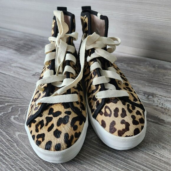 Kate Spade Keds X New York Kickstart High Top Leopard Sneakers Lace Shoes 7.5 - Picture 10 of 16